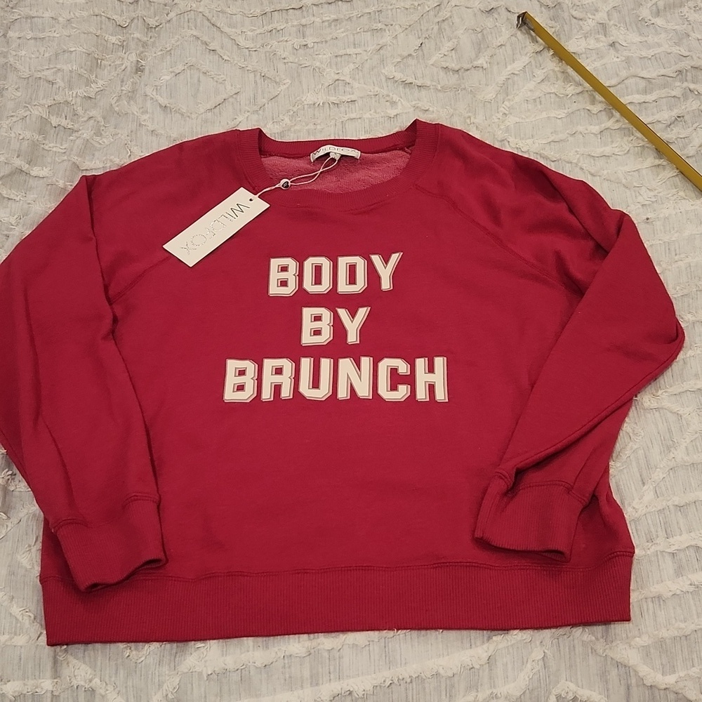 Wildfox "Body by brunch" sweatshirt size L in a beautiful sangria color, nwt! - Picture 5 of 10